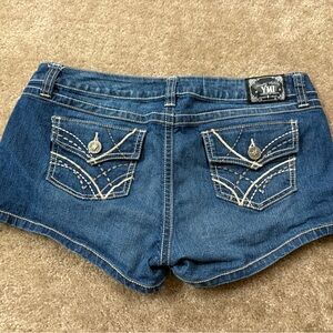 YMI Blue Denim Shorts with Embroidered Pockets